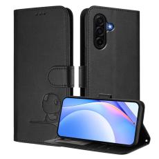 OEM - Samsung Galaxy A37 Pl&aring;nboksfodral Konstl&auml;der RFID-Skydd - Svart