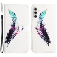 OEM - Samsung Galaxy A55 5G Pl&aring;nboksfodral 3D Crosshatch Konstl&auml;der - Feather