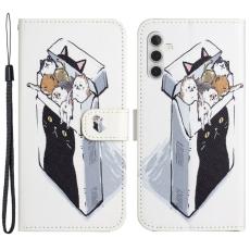 OEM - Samsung Galaxy A55 5G Pl&aring;nboksfodral 3D Crosshatch Konstl&auml;der - Katter