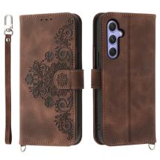 OEM - Samsung Galaxy A55 5G Pl&aring;nboksfodral Konstl&auml;der Crossbody - Brun