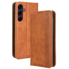 OEM - Samsung Galaxy A55 5G Pl&aring;nboksfodral Konstl&auml;der Flip Cover - Brun