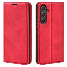 OEM - Samsung Galaxy A55 5G Fodral KonstL&auml;der Folio Flip - R&ouml;d