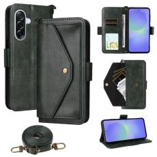 OEM - Samsung Galaxy A55 5G Pl&aring;nboksfodral Konstl&auml;der Magnetisk St&auml;ngning - Gr&ouml;n