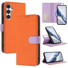 OEM - Samsung Galaxy A55 5G Pl&aring;nboksfodral Konstl&auml;der Magnetiskt - Orange/Purple
