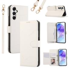 OEM - Samsung Galaxy A55 5G Pl&aring;nboksfodral Konstl&auml;der Med Kortfack - Vit