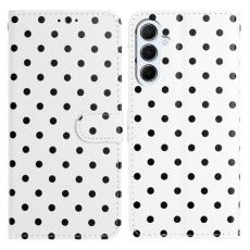 OEM - Samsung Galaxy A55 5G Pl&aring;nboksfodral Konstl&auml;der Polka Dot - Vit