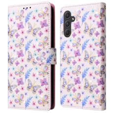 OEM - Samsung Galaxy A55 5G Pl&aring;nboksfodral Konstl&auml;der RFID Skydd - Fj&auml;ril Blomma