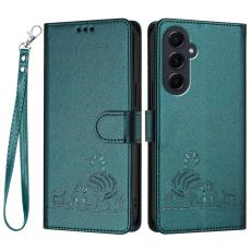 OEM - Samsung Galaxy A55 5G Pl&aring;nboksfodral Konstl&auml;der RFID Skydd - Gr&ouml;n