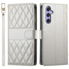 OEM - Samsung Galaxy A55 5G Pl&aring;nboksfodral Konstl&auml;der Rhombus - Beige