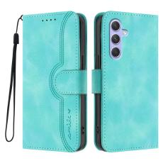 OEM - Samsung Galaxy A55 5G Pl&aring;nboksfodral Konstl&auml;der St&auml;ll - Ljusbl&aring;