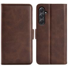 OEM - Samsung Galaxy A55 5G Pl&aring;nboksfodral Konstl&auml;der St&ouml;tbest&auml;ndig Flip - Brun