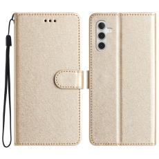 OEM - Samsung Galaxy A55 5G Pl&aring;nboksfodral Konstl&auml;der St&ouml;ts&auml;ker - Guld