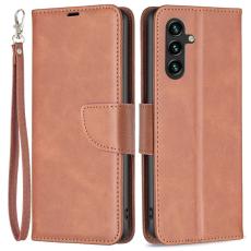 OEM - Samsung Galaxy A55 5G Pl&aring;nboksfodral Anti-Scratch Konstl&auml;der St&auml;ll - Brun