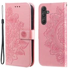 OEM - Samsung Galaxy A55 5G Pl&aring;nboksfodral Blomm&ouml;nster Konstl&auml;der St&auml;ll - Rosa