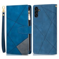 OEM - Samsung Galaxy A55 5G Pl&aring;nboksfodral Dragkedja F&auml;rgsplicing Konstl&auml;der - Bl&aring;