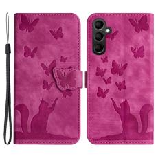 OEM - Samsung Galaxy A55 5G Pl&aring;nboksfodral Fj&auml;ril Kattm&ouml;nster Konstl&auml;der - Rosa