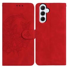 OEM - Samsung Galaxy A55 5G Pl&aring;nboksfodral Konstl&auml;der St&auml;ll - R&ouml;d