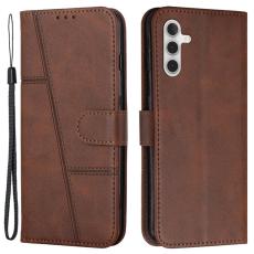 OEM - Samsung Galaxy A55 5G Pl&aring;nboksfodral Konstl&auml;der St&auml;llfunktion - Brun