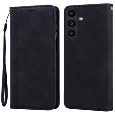 OEM - Samsung Galaxy A55 5G Fodral Magnetisk St&auml;ngning KonstL&auml;der - Svart