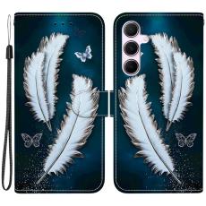 OEM - Samsung Galaxy A55 5G Pl&aring;nboksfodral M&ouml;nstertryck Konstl&auml;der Flip - Vit Fj&auml;ril