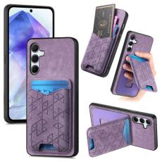 OEM - Samsung Galaxy A55 5G Fodral M&ouml;nstrad Kortfodral KonstL&auml;der - Lila
