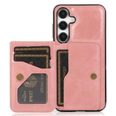 OEM - Samsung Galaxy A55 5G Fodral Pl&aring;nbok KonstL&auml;der - Ros&eacute;guld