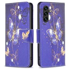 OEM - Samsung Galaxy A55 5G Pl&aring;nboksfodral Konstl&auml;der M&ouml;nstertryckt - Lila Fj&auml;rilar