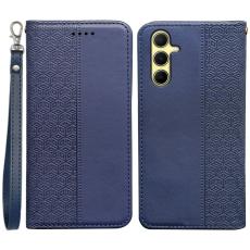 OEM - Samsung Galaxy A55 5G Pl&aring;nboksfodral Rutigt M&ouml;nster Konstl&auml;der Flip - Bl&aring;