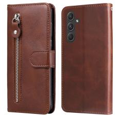 OEM - Samsung Galaxy A55 5G Pl&aring;nboksfodral St&auml;ll Konstl&auml;der - Brun