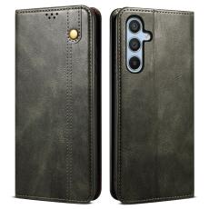 OEM - Samsung Galaxy A55 5G Pl&aring;nboksfodral St&auml;ll Konstl&auml;der Waxy Crazy Horse - Gr&ouml;n