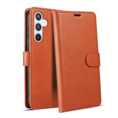 OEM - Samsung Galaxy A55 5G Skal &Auml;kta L&auml;der RFID Skydd - Brun