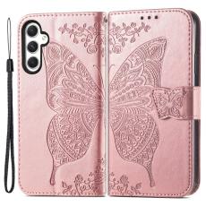 OEM - Samsung Galaxy A55 5G Skal &Auml;kta L&auml;der - Ros&eacute;guld