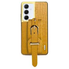 OEM - Samsung Galaxy A55 5G Skal Elektropl&auml;terad Konstl&auml;der + TPU - Gul