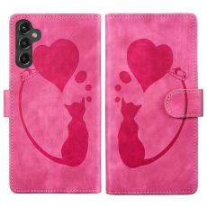 OEM - Samsung Galaxy A55 5G Skal F&auml;llbart St&auml;ll PU L&auml;der - Rosa