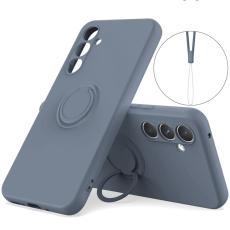 OEM - Samsung Galaxy A55 5G Skal Flytande Silikon Med Ring - M&ouml;rkbl&aring;