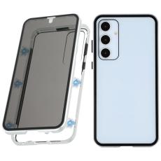 OEM - Samsung Galaxy A55 5G Skal H&auml;rdat Glas Metall Magnetl&aring;s - Silver