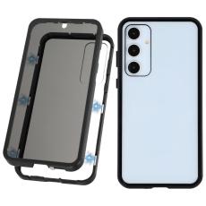 OEM - Samsung Galaxy A55 5G Skal H&auml;rdat Glas Metall Magnetl&aring;s - Svart