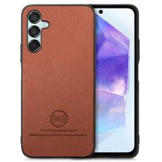 OEM - Samsung Galaxy A55 5G Skal Konstl&auml;der + Plast Anti-Drop - Brun