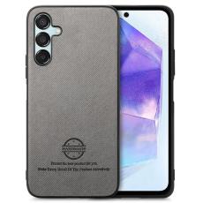 OEM - Samsung Galaxy A55 5G Skal Konstl&auml;der + Plast Anti-Drop - Gr&aring;