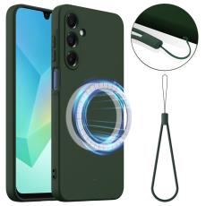 OEM - Samsung Galaxy A55 5G Skal Magnetiskt Anti-Drop V&auml;tskesilikon - M&ouml;rkgr&ouml;n