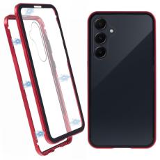 OEM - Samsung Galaxy A55 5G Skal Magnetiskt H&auml;rdat Glas Dubbel-Sidig - R&ouml;d
