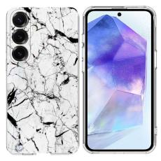 OEM - Samsung Galaxy A55 5G Skal Marmortryck Mjuk TPU - Vit