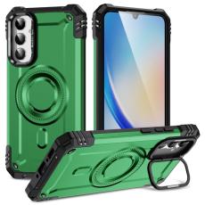 OEM - Samsung Galaxy A55 5G Skal Metall Linsskydd Kickstand PC + TPU - Gr&ouml;n