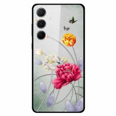 OEM - Samsung Galaxy A55 5G Skal M&ouml;nstertryck H&auml;rdat Glas + TPU - Fj&auml;ril och Blomma