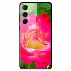 OEM - Samsung Galaxy A55 5G Skal M&ouml;nstertryck H&auml;rdat Glas + TPU - R&ouml;d Blomma