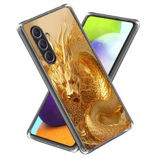 OEM - Samsung Galaxy A55 5G Skal M&ouml;nstertryckt St&ouml;tt&aring;lig TPU - Guld Drakm&ouml;nster