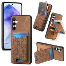 OEM - Samsung Galaxy A55 5G Mobilskal M&ouml;nstrad Mobilskal &Auml;kta L&auml;der - Brun