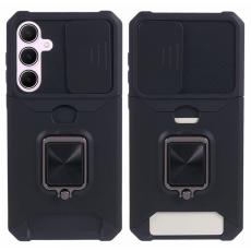 OEM - Samsung Galaxy A55 5G Skal Plast Kortfodral St&auml;llning - Svart