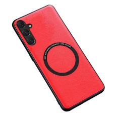 OEM - Samsung Galaxy A55 5G Skal PU L&auml;der TPU Bakskal Magnetisk - R&ouml;d