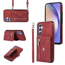 OEM - Samsung Galaxy A55 5G Skal PU L&auml;der + TPU RFID Skydd - R&ouml;d